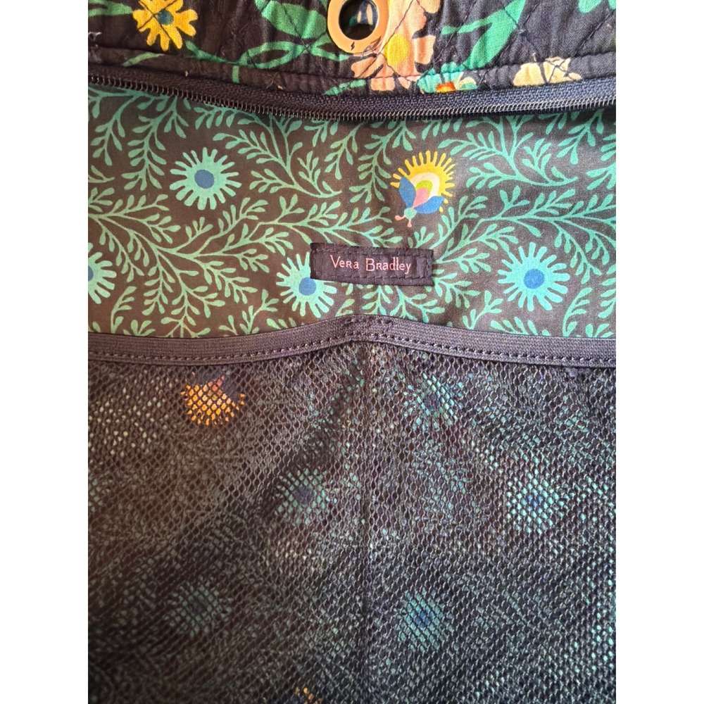 Vera Bradley Backpack Navy Blue Floral Quilted Cotton Campus Travel Bag - Picture 4 of 6